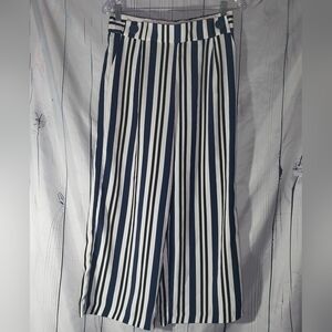 Zara trf Collection Striped Wide-Leg Crooped Pants Size Small